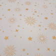 Algodón Navidad Estrellas Doradas Golden - Tela de popelín algodón con dibujos de estrellas y destellos dorados sobre tres fondos de color a elegir. Esta tela es ideal para tus proyectos de Patchwork navideños! La tela mide 150cm de ancho