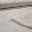 Algodón Navidad Estrellas Doradas Golden - Tela de popelín algodón con dibujos de estrellas y destellos dorados sobre tres fondos de color a elegir. Esta tela es ideal para tus proyectos de Patchwork navideños! La tela mide 150cm de ancho
