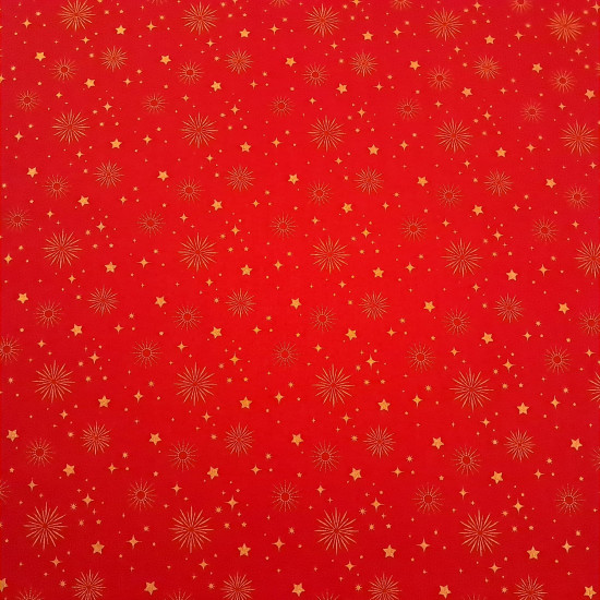 Algodón Navidad Estrellas Doradas Golden - Tela de popelín algodón con dibujos de estrellas y destellos dorados sobre tres fondos de color a elegir. Esta tela es ideal para tus proyectos de Patchwork navideños! La tela mide 150cm de ancho