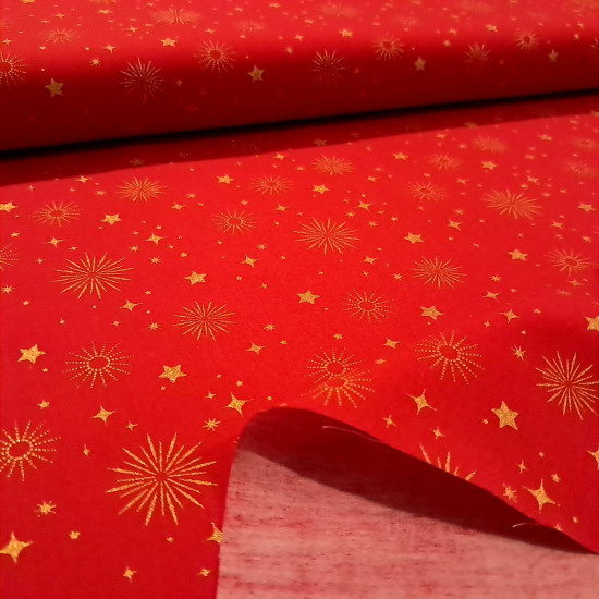Algodón Navidad Estrellas Doradas Golden - Tela de popelín algodón con dibujos de estrellas y destellos dorados sobre tres fondos de color a elegir. Esta tela es ideal para tus proyectos de Patchwork navideños! La tela mide 150cm de ancho
