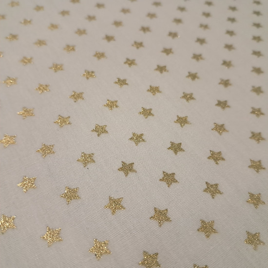 Cotton Christmas Golden Stars fabric Cotton Christmas Golden Stars fabric - Christmas cotton fabric with drawings of golden stars on various backgrounds to choose from. A fabric that can be combined with other colors and create a warm atmosphere for Christmas. The composition of the fabric i