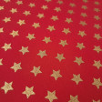Cotton Christmas Golden Stars fabric Cotton Christmas Golden Stars fabric - Christmas cotton fabric with drawings of golden stars on various backgrounds to choose from. A fabric that can be combined with other colors and create a warm atmosphere for Christmas. The composition of the fabric i