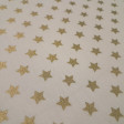 Cotton Christmas Golden Stars fabric Cotton Christmas Golden Stars fabric - Christmas cotton fabric with drawings of golden stars on various backgrounds to choose from. A fabric that can be combined with other colors and create a warm atmosphere for Christmas. The composition of the fabric i