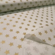 Cotton Christmas Golden Stars fabric Cotton Christmas Golden Stars fabric - Christmas cotton fabric with drawings of golden stars on various backgrounds to choose from. A fabric that can be combined with other colors and create a warm atmosphere for Christmas. The composition of the fabric i