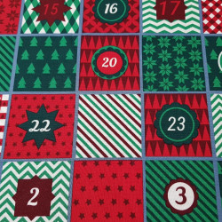 Algodón Navidad Adviento Verde Rojo