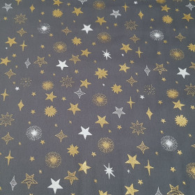 Algodón Navidad Estrellas Fondo Gris Algodón Navidad Estrellas Fondo Gris