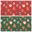 Cotton Christmas Santa Claus Animals fabric - Christmas cotton poplin fabric with very funny drawings where Santa Claus appears with elfs, reindeer and other forest animals on a background of snowflakes in two shades of color to choose from. The fabric is