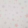 Tela Piqué Estrellas - Tela de piqué canutillo de algodón con dibujos de estrellas en varios tamaños de colores gris junto con varios colores a elegir sobre un fondo blanco. Es una tela, usada sobretodo para temática infantil y bebé (arrullos
