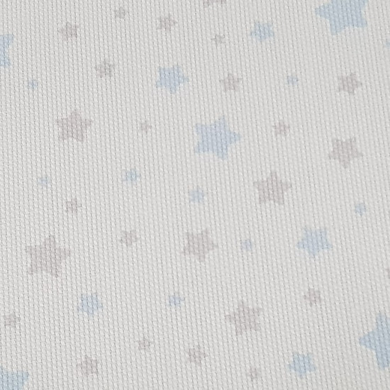 Tela Piqué Estrellas - Tela de piqué canutillo de algodón con dibujos de estrellas en varios tamaños de colores gris junto con varios colores a elegir sobre un fondo blanco. Es una tela, usada sobretodo para temática infantil y bebé (arrullos