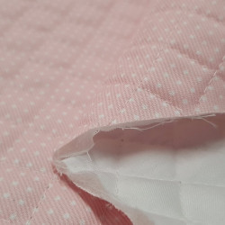Quilted Pique White Polka Dot Pink Background
