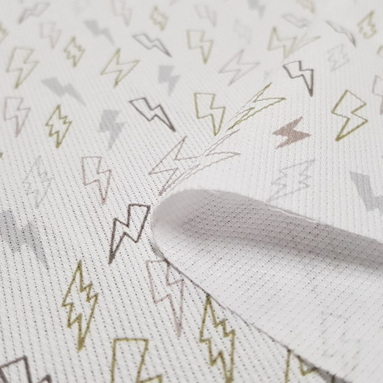 Pique Rays Khaki fabric - Fabric rays patterned cotton pique canutillo toned gray and khaki on a white background. The fabric is 150cm wide and its composition is 100% cotton.