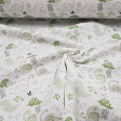 Pique Dinosaurs Cactus Green fabric - Pique canutillo cotton fabric with drawings of dinosaurs and cacti where green colors predominate. The fabric is 150cm wide and its composition is 100% cotton.