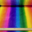 Coral Fleece Rainbow fabric - Coral fleece fabric with rainbow pattern. The stripes follow the length of the fabric. The fabric is 150cm wide and its composition is 100% polyester.