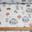 Coral Fleece Animals Forest Foxes fabric - Coral fleece fabric for children with drawings of foxes, trees and stars in very soft colors on a white background. The fabric is 150cm wide and its composition is 100% polyester.