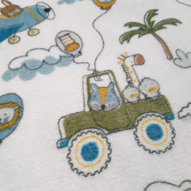 Coral Fleece Aircraft Clouds Safari Coral Fleece Aircraft Clouds Safari