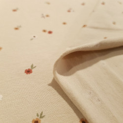 Cotton Jersey Little Flowers Beige Background Cotton Jersey Little Flowers Beige Background