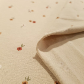 Cotton Jersey Little Flowers Beige Background Cotton Jersey Little Flowers Beige Background