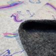 Sweatshirt Alpenfleece Unicorns fabric - Winter sweatshirt fabric with dark gray fur on one side and on the other side drawings of unicorns, rainbows, colored drops... on a gray melange background. The fabric is 150cm wide and its composition is 56% polye
