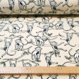 Sweatshirt Alpenfleece Monkeys fabric - Sweatshirt fabric with fur on one side and drawings of monkeys hanging from tree branches on a cream-colored background on the other. The fabric is 150cm wide and its composition is 56% polyester - 40% cotton - 4% e