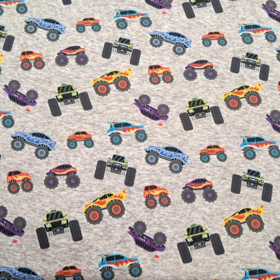 grey-melange-monster-trucks-brushed-sweatshirt-fabric