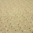 Cotton Jersey Colorful Dots fabric - Cotton jersey fabric with drawings of colored dots on a greenish background. The fabric is 150cm wide and its composition is 95% cotton - 5% elastane.