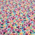 Cotton Jersey Flowers Nina fabric Cotton Jersey Flowers Nina fabric - Cotton jersey fabric with a colorful floral print on a white background. The fabric is 150cm wide and is made of 95% cotton and 5% elastane.