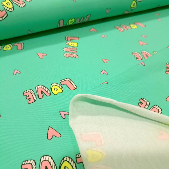 Cotton Jersey Love Neon fabric - Cotton jersey fabric with a drawing of letters 