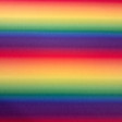 Polyester Jersey Rainbow fabric - Polyester jersey fabric with a rainbow pattern. The colored stripes run the width of the fabric. The fabric is 145 cm wide and is made of 100% polyester.