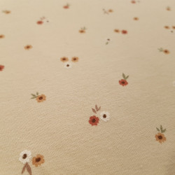 Cotton Jersey Little Flowers Beige Background