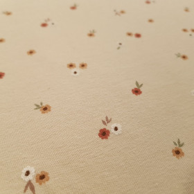 Cotton Jersey Little Flowers Beige Background Cotton Jersey Little Flowers Beige Background
