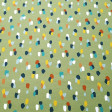Cotton Jersey Brushstrokes Green fabric - Organic cotton jersey fabric where brushstrokes appear in shades of blue, mustard, terracotta... on a green background. The jersey fabric is ideal for making T-shirts, shirts, blouses, skirts ... The fabric is 1