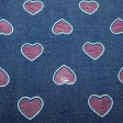 Denim Fine Hearts fabric - Fine cotton denim fabric with openings in heart patterns, practically exposed. The fabric is 150cm wide and its composition is 100% cotton