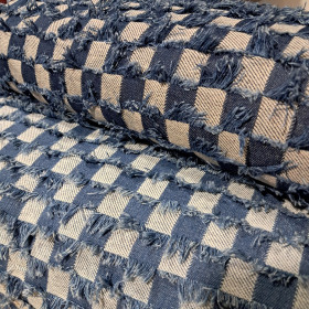 Denim Jacquard Cuadros Deshilachado