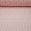 Tela Algodón Brocado Flores - Tela de algodón brocada con dibujos de flores donde predominan en color rosa y blanco. Es una tela muy indicada para ceremonias, confecciones infantiles y decoración. La tela mide 140cm de ancho y su composición 100%