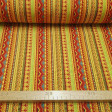 Burlington Ethnic Print fabric - Burlington/Stretch fabric ideal for costume and decorations with ethnic drawings, stripes, triangles and other shapes in bright colors. The fabric is 150cm wide and its composition 100% polyester