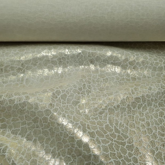 OUTLET Golden Snake Skin fabric - White fabric with bright patterns imitating snake skin in golden color. The fabric is 150cm wide. Fabric Clearance Cheap Outlet.