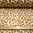 Tela Pelo Mutón Jirafa - Tejido de pelo corto tipo mutón con dibujo estampado característico de jirafa. La tela mide 150cm de ancho y su composición 100% poliester.