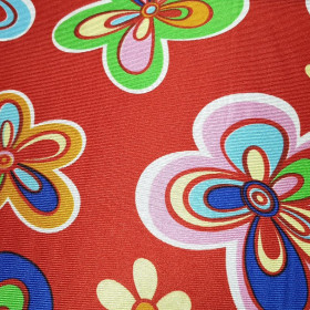 Satin Carnival Hippies Flowers Red