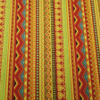 Burlington Ethnic Print fabric - Burlington/Stretch fabric ideal for costume and decorations with ethnic drawings, stripes, triangles and other shapes in bright colors. The fabric is 150cm wide and its composition 100% polyester