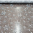 Organza White Ice Flakes fabric - Semi-transparent fabric with white glitter and fall with shiny silver ice flakes. Ideal for Christmas decorations, ice princess costume (Frozen) and much more. The fabric is 150cm wide and its composition 100% polyes