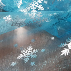 Organza Snowflakes Foil Turquoise