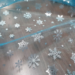 Organza Snowflakes Foil Turquoise