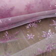 Tulle Pink Snowflakes fabric - Semi-transparent pink tulle fabric with bright pink glitter snowflakes. It is a very suitable fabric for decorations and costumes of princesses and fairies for example ... The fabric is 150cm wide and its composition