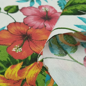 Gastos de envío montón desenterrar Tela Loneta Flores Hawaianas | Tienda de telas Textil Siles
