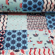 Canvas Sailor Style fabric - Strong and resistant canvas fabric with sailor-style drawings, such as goldfish, anchors, rudders, boats ... in blue and red tones. The fabric is 280cm wide and its composition is 50% cotton - 50% polyester