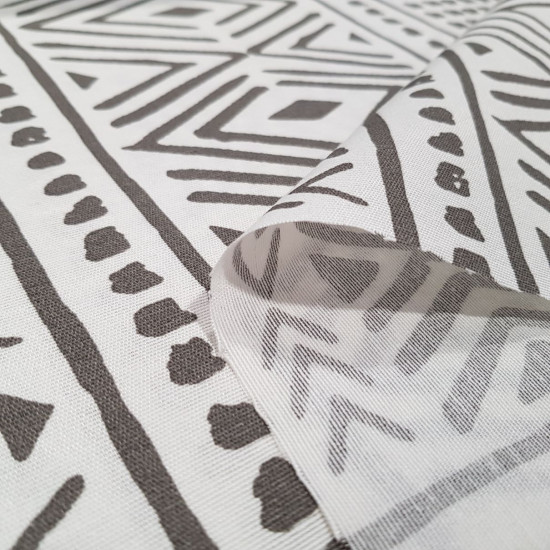 Canvas Aztec Motifs fabric - Decorative canvas fabric with lines drawings with Aztec motifs to choose several colors of lines on a white background. An ideal fabric for making cushions, bags, and home decoration in general. The fabric is 280cm w