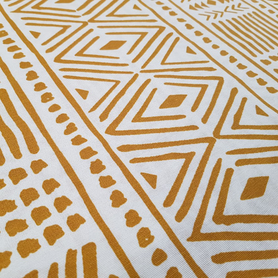 Loneta Motivos Aztecas - Tela decorativa de loneta con dibujos de trazos con motivos aztecas a elegir varios colores de trazos sobre un fondo blanco. Un tejido ideal para la confección de cojines, bolsas, y decoración del hogar en
