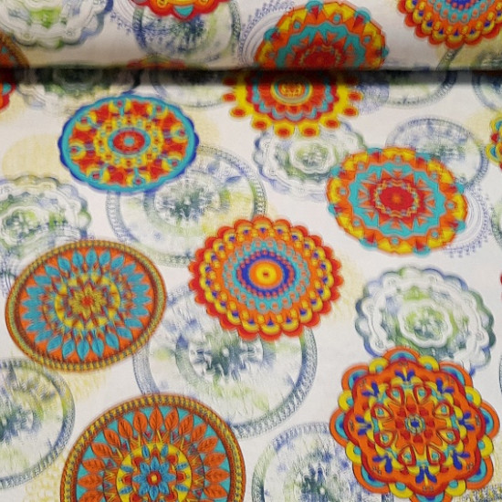 Canvas Mandalas Flashy fabric - Strong and resistant canvas fabric with brightly colored mandala patterns of various designs. This canvas fabric has a width of 280cm, which makes it ideal for decoration and upholstery projects. It is also a fabric wide