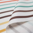 Half Panama Digital Stripes Colors fabric - Half Panama canvas fabric in digital print with colorful stripe drawings on white background. The fabric is 280cm wide and its composition 100% cotton.