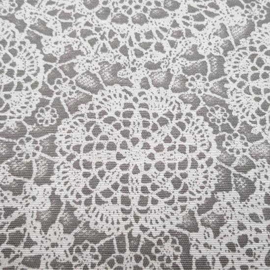 Canvas Mandalas Crochet fabric - Canvas fabric with mandala drawings created with crochet crafts on a gray background. The canvas fabric is ideal for decorations, upholstery, cushions, bags ... The fabric is 280cm wide and its composition is cotton